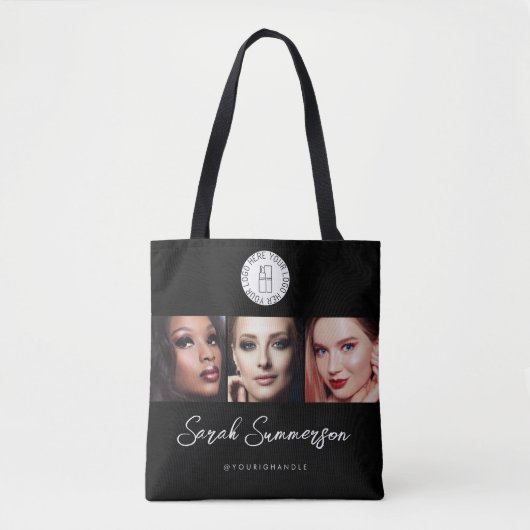 Make-up Studio Zwart Wit Logo 3 Foto Tote Bag (Voorkant)