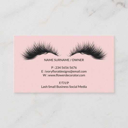 Make-up Trend Salon Wimper Roze Visitekaartje (Achterkant)