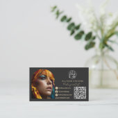 Make-up trendy 3 foto Social Media Logo qr code Visitekaartje (Staand voorkant)