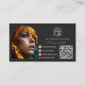 Make-up trendy 3 foto Social Media Logo qr code Visitekaartje (Voorkant)