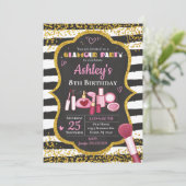 Make-up Verjaardag Uitnodiging / Glamour Party (Staand voorkant)