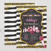 Make-up Verjaardag Uitnodiging / Glamour Party (Voorkant / Achterkant)