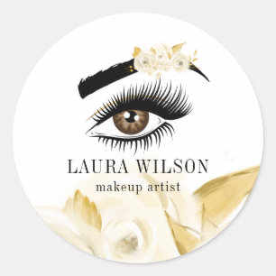 Make-up Waterverf Witte Bloemen Lange Lashed Eye Ronde Sticker
