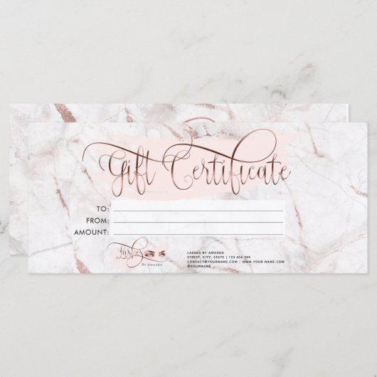 Make-up Wenkbrauw Eye Lash Roos Gold Marble Menu (Voorkant / Achterkant)