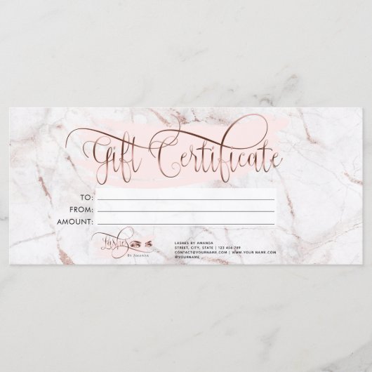 Make-up Wenkbrauw Eye Lash Roos Gold Marble Menu (Voorkant)