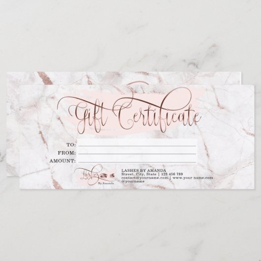 Make-up Wenkbrauw Eye Lash Roos Gold Marble Menu (Voorkant / Achterkant)