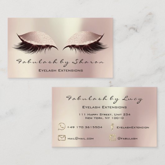 Make-up Wenkbrauw Lash Extension Eyes Roos Blush Visitekaartje (Voorkant / Achterkant)
