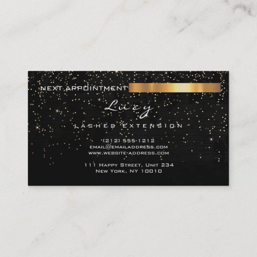 Make-up Wenkbrauw Lash Glitter Zwart Goud Confetti Afsprakenkaartje (Achterkant)