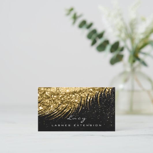 Make-up Wenkbrauw Lash Glitter Zwart Goud Confetti Afsprakenkaartje (Staand voorkant)
