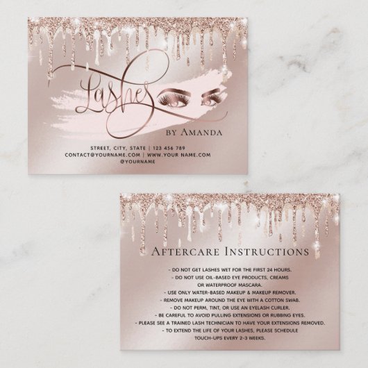 Make-up Wenkbrauw Ogen Lash Gold Druppels Nazorg k Aanbevelingskaartje (Voorkant / Achterkant)