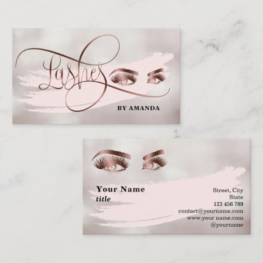 Make-up Wenkbrauw Ogen Lashes Blush Pearl Visitekaartje (Voorkant / Achterkant)