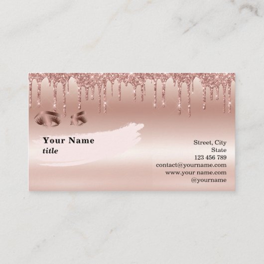 Make-up Wenkbrauw Ogen Wimpers Dripping Roos Goud Visitekaartje (Achterkant)