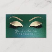Make-up wenkbrauw ogen wimpers glitter groen goud visitekaartje (Voorkant)