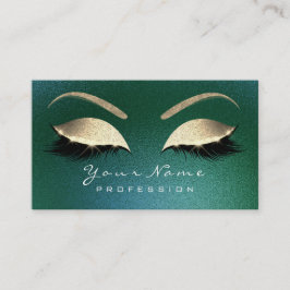 Make-up wenkbrauw ogen wimpers glitter groen goud visitekaartje