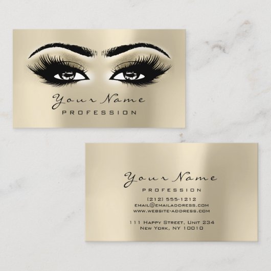 Make-up Wenkbrauw Ogen Wimpers Glitter SPA Ivoor Visitekaartje (Voorkant / Achterkant)