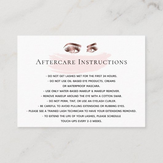 Make-up Wenkbrauw Ogen Wimpers Nazorg kaart (Achterkant)