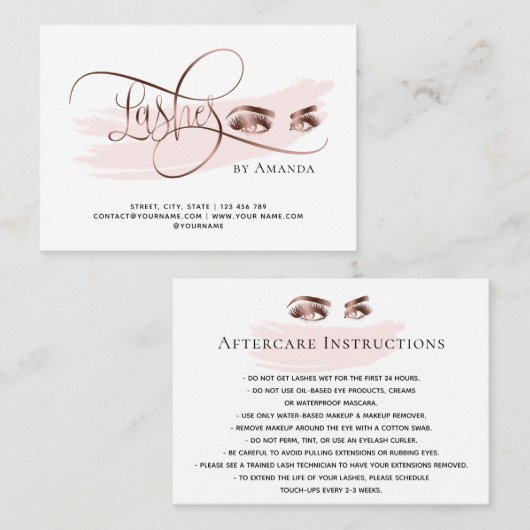 Make-up Wenkbrauw Ogen Wimpers Nazorg kaart (Voorkant / Achterkant)