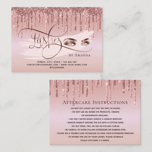 Make-up wenkbrauw ogen wimpers nazorg kaart druppe (Voorkant / Achterkant)