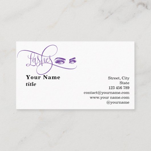 Make-up wenkbrauw ogen wimpers Roos Paarse Busines Visitekaartje (Achterkant)