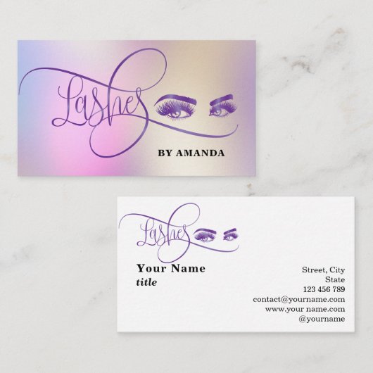 Make-up wenkbrauw ogen wimpers Roos Paarse Busines Visitekaartje (Voorkant / Achterkant)