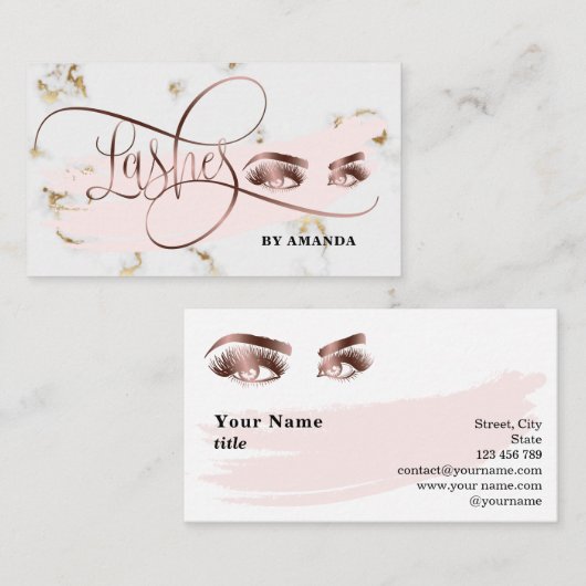 Make-up Wenkbrauw Ogen Wimpers wit marmer Visitekaartje (Voorkant / Achterkant)