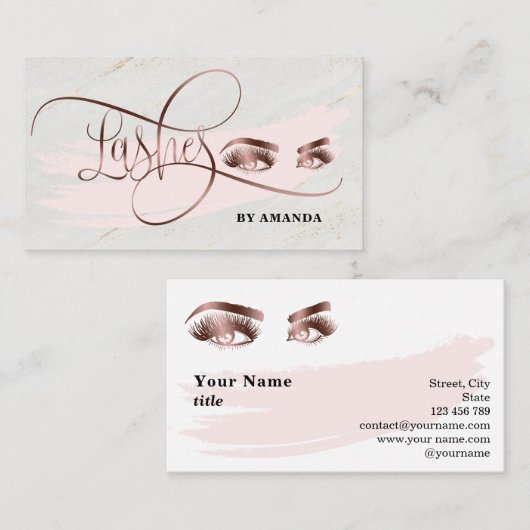 Make-up Wenkbrauw Ogen Wimpers wit marmer Visitekaartje (Voorkant / Achterkant)