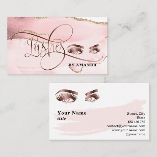 Make-up wenkbrauwogen wimpers Roos Gold Agaat Visitekaartje (Voorkant / Achterkant)
