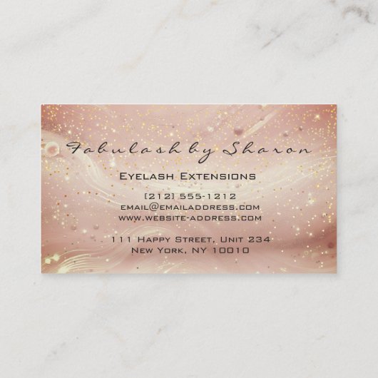 Make-up Wenkbrauwwimpers Glitter Drip Roos Studio Visitekaartje (Achterkant)