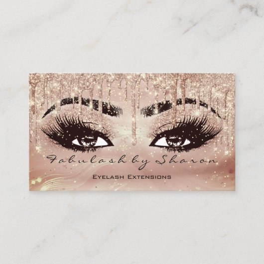Make-up Wenkbrauwwimpers Glitter Drip Roos Studio Visitekaartje (Voorkant)