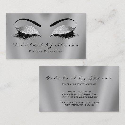 Make-up Wenkbrauwwimpers Glitter Zwart Grijs Zilve Visitekaartje (Voorkant / Achterkant)