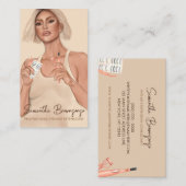 Make-up Wimper Beige Bruin Tweezer Curler Vrouw Visitekaartje (Voorkant / Achterkant)