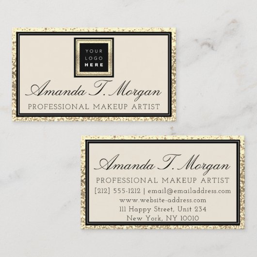 Make-up Wimper Event Planner Logo Golden Lijst Visitekaartje (Voorkant / Achterkant)
