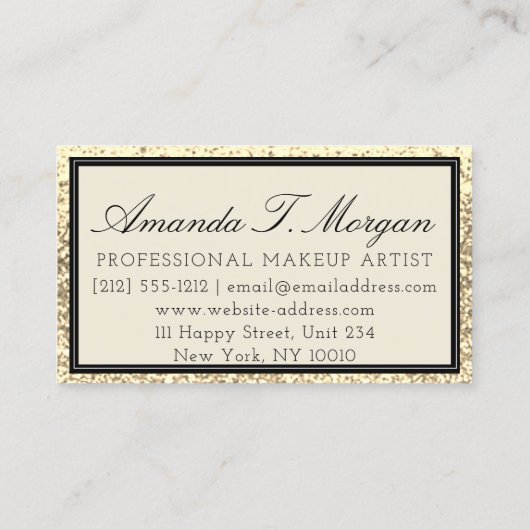 Make-up Wimper Event Planner Logo Golden Lijst Visitekaartje (Achterkant)
