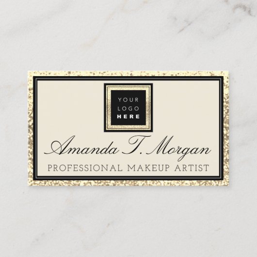 Make-up Wimper Event Planner Logo Golden Lijst Visitekaartje (Voorkant)