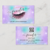 Make-up Wimper QR Code Holograaf Violet Visitekaartje (Voorkant / Achterkant)