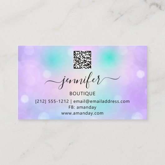 Make-up Wimper QR Code Holograaf Violet Visitekaartje (Achterkant)