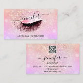 Make-up Wimper QR Code Logo Glitter Brow Roze Visitekaartje (Voorkant / Achterkant)