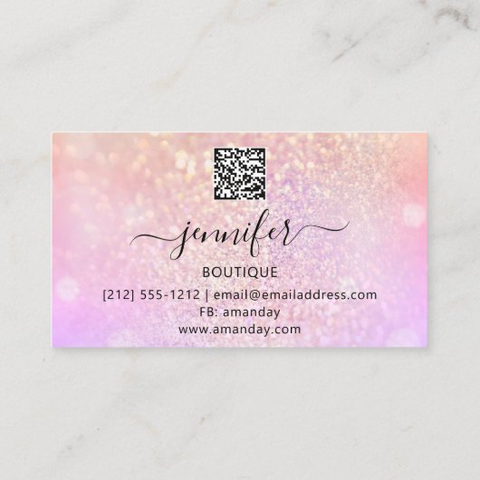 Make-up Wimper QR Code Logo Glitter Brow Roze Visitekaartje (Achterkant)