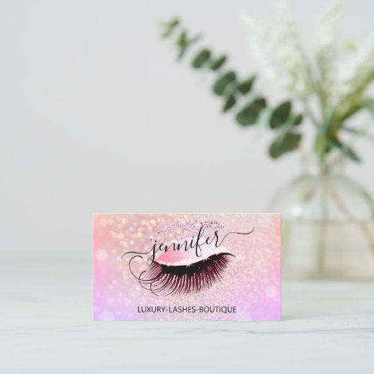 Make-up Wimper QR Code Logo Glitter Brow Roze Visitekaartje (Staand voorkant)