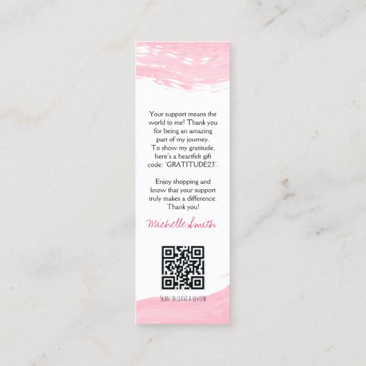 Make-up Wimpers Brow Pink Bedankt QR Code Korting Mini Visitekaartje (Achterkant)