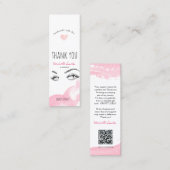 Make-up Wimpers Brow Pink Bedankt QR Code Korting Mini Visitekaartje (Voorkant / Achterkant)