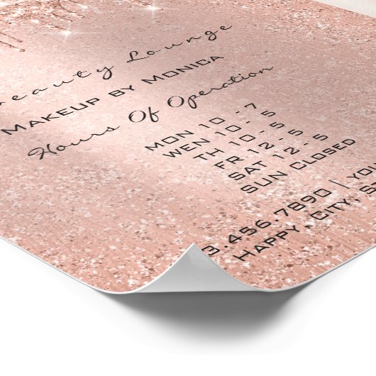 Make-up Wimpers Openingstijden Salon Drip Rose Pri Poster (Hoek)