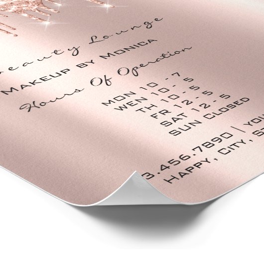 Make-up Wimpers Openingstijden Salon Drip Spark Pr Poster (Hoek)