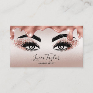 Make-up wimpers Roos Gouden Glitter Druppels Visitekaartje