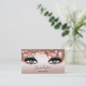 Make-up wimpers Roos Gouden Glitter Druppels Visitekaartje (Staand voorkant)