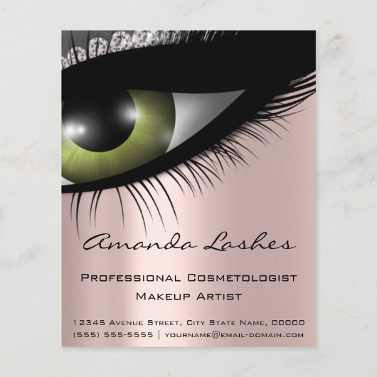 Make-up Wimpers Schoonheidssalon Groene Ogen Diama Flyer (Achterkant)