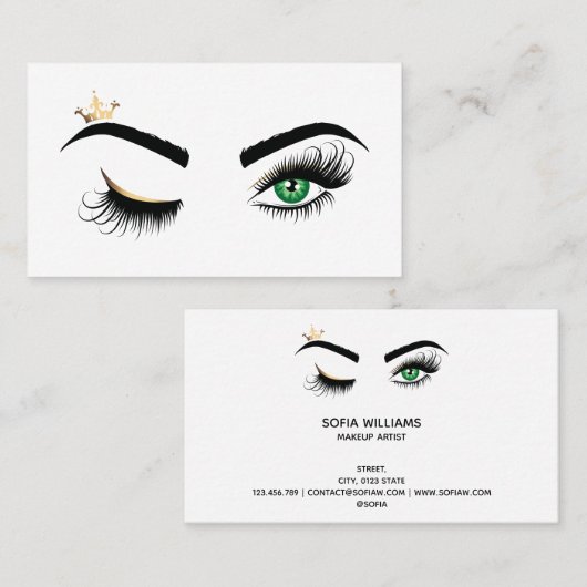 Make-up Wink Eye Green Beauty Salon Lash Extension Visitekaartje (Voorkant / Achterkant)