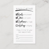 Make-up Zwart Wit Schoonheid Checklist Zakelijke L Afsprakenkaartje (Voorkant)