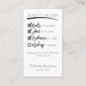 Make-up Zwart Wit Schoonheid Checklist Zakelijke L Afsprakenkaartje (Voorkant)