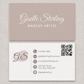 Make-upartiest Blush Mauve Moderne Elegante QR-cod Visitekaartje